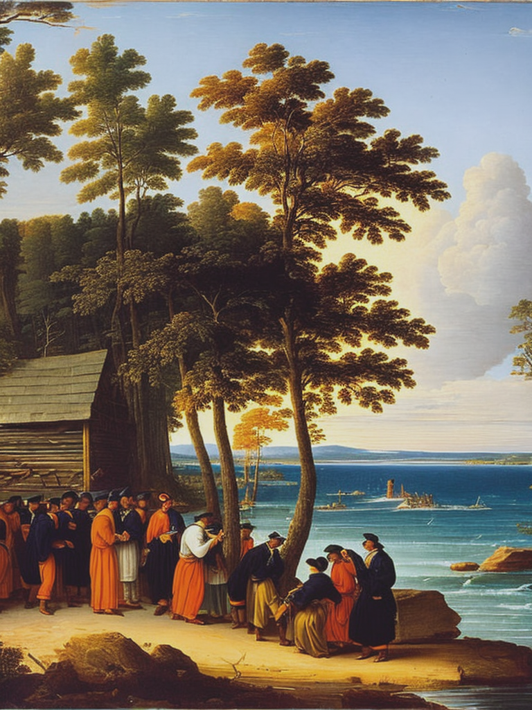 04746-2965736212-On Beaver Island in Lake Michigan in 1851 Mormons building a wooden print shop as if painted by Nicolas Poussin.png